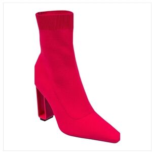 Sizes 5 To 12 Hot Pink Fuchia Sock Bootie Block Fashion 3.5" Heel